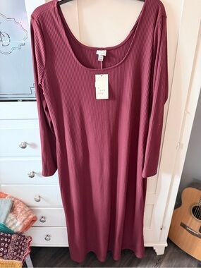 a new day Ribbed Scoop-Neck Maxi Dress — Wine